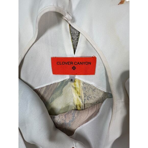 Clover Canyon Womens Size Small Short Sleeve Keyhole Printed Blouse Business - Picture 3 of 9